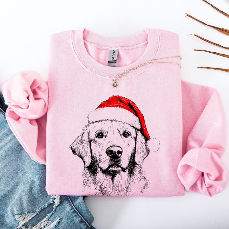 Golden Retriever, Santa, Dog, Christmas, Dog Lover, Pet Sweatshirt, Crew Neck, Women's, Crewneck