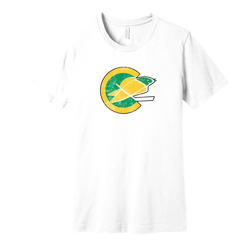 California Golden Seals Throwback Tee - Retro Distressed Logo Defunct Hockey Team S M L XL XXL 3XL Green Yellow Black White Grey Colors, Unisex Cotton