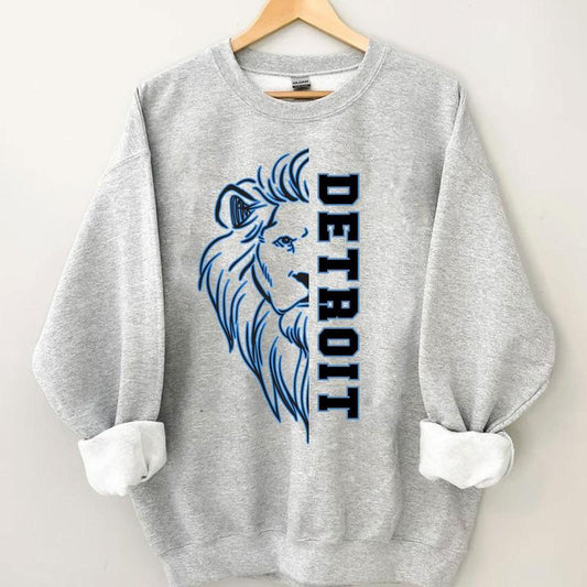 Detroit Football Sweatshirt, Lion Football Shirt, Retro Detroit Football Shirt, Detroit Gift Fans Crewneck, Retro Game Day Sweatshirt, Trendy Shirt Fo