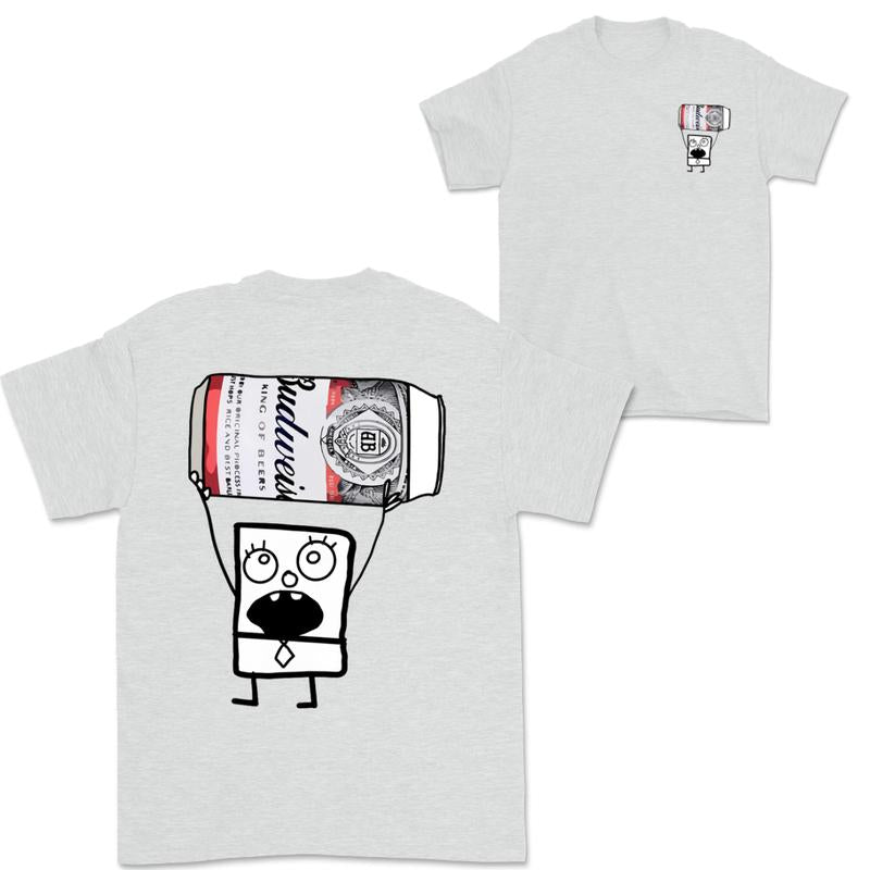 Doodlebob Budweiser 2 Sided T-Shirt, Funny Drinking T-Shirt, Summer T-Shirt, Full Color T-Shirt, Unisex T-Shirt, For Men, For Women, Gift For All Mens