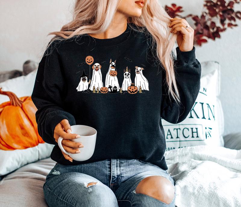 Ghost Dog Halloween Crewneck Sweatshirt, Hoodie, T-shirt
