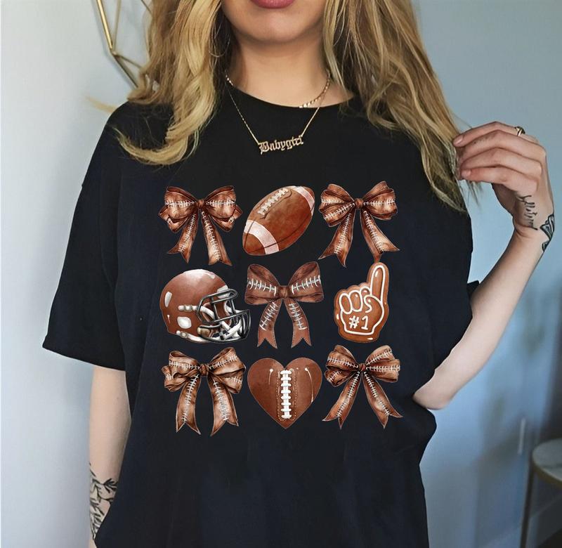 Coquette Football Bow Shirt, Girls Football Tshirt, Football Season Tee, Fall Football Season Shirt, coquette football