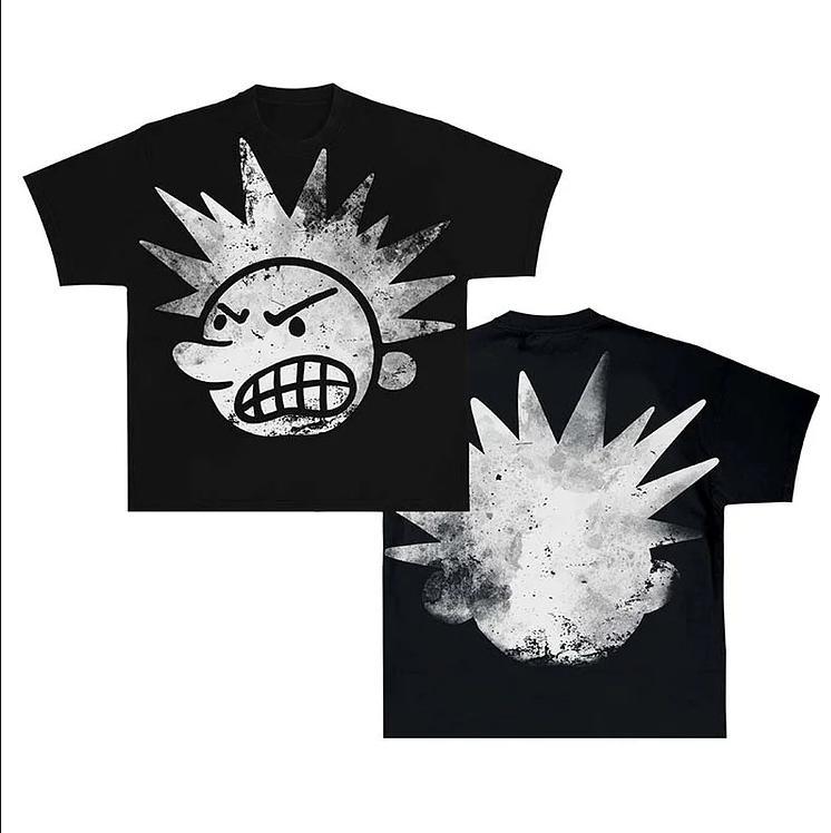 Y2K Graphic The Brain Explodes Print Short Sleeve T-Shirt TRENDY men graphic