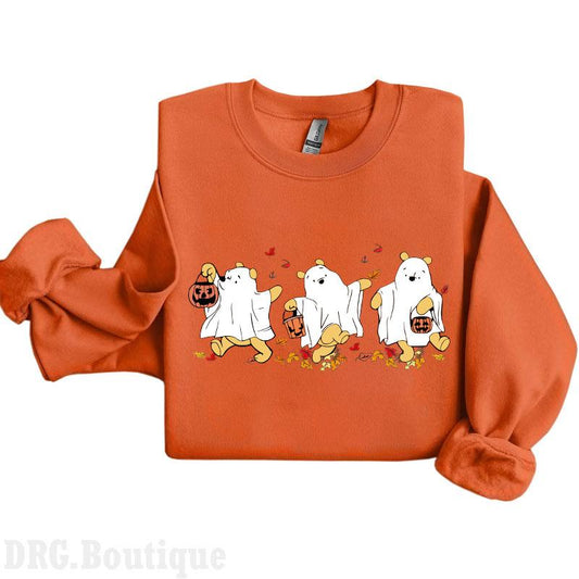 Winnie The Poooh Halloween Cotton Unisex Crewneck, Retro Poooh Ghost Halloween Sweatshirt, Spooky Season Sweaters, Halloween 2024 Merch Women's Shirt,