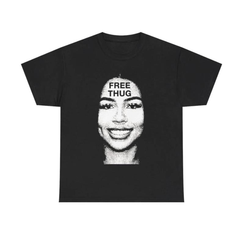Vintage Mariahhh Oversized Free Thug Graphic T-Shirt Casual Classic Cotton Retro Top Comfy Tee Tshirt Streetwear Menswear Unisex