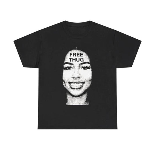 Vintage Mariahhh Oversized Free Thug Graphic T-Shirt Casual Classic Cotton Retro Top Comfy Tee Tshirt Streetwear Menswear Unisex