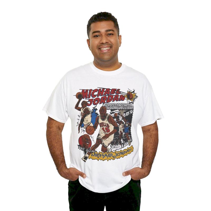 Michael Jordan Vintage 90s Streetwear Graphic Tee Animated Basketball Print Casual Classic Cotton Menswear Retro Shirt T-Shirt Top Comfy