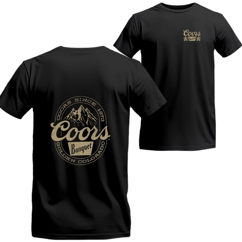 Coors Banquet Mountain Logo Front and Back Print T-shirt V2, Coors Short Sleeve Tee, Unisex Shirt, Menswear Top, beer shirt, drinking shirt