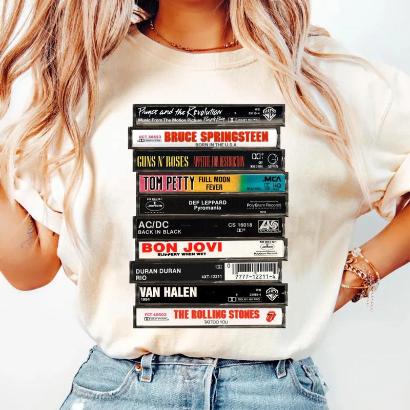 Rock Cassettes Tape Tshirt Sweatshirt Hoodie, Rock Bands Shirt, 80s Rock And Roll, 80's Rock Cassette, Music Lover Gift, Unisex Sweater Pullover Tee