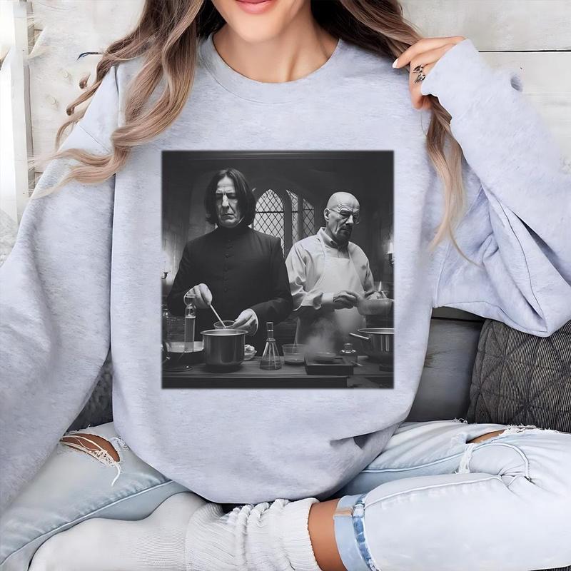 Severus Snape and Walter White in Lab Shirt Wizard House Sweatshirt Hogwarts Breaking Bad, Gift For Fan Funny 90s Vintage Meme Sweatshirt, Hoodie Wome