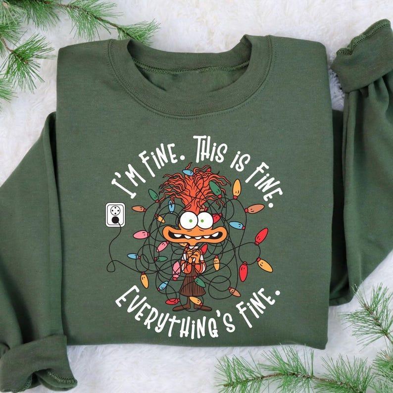 It's Fine This Is Fine Everything Is Fine Sweatshirt, Anxiety Christmas Lights Sweater, Christmas Lights Sweatshirt, Anxiety Christmas Shirt, Xmas Tee