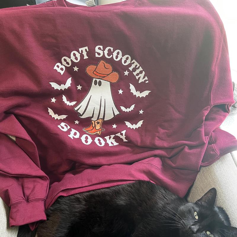Boot Scootin Spooky Sweatshirt, Cute Spooky Halloween Shirt, Cowboy Ghost Tshirt, Western Halloween Shirt, Halloween Gifts