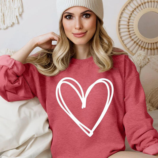 Double Heart, Sketch, Doodle, Love, Sweatshirt, Valentine's Day