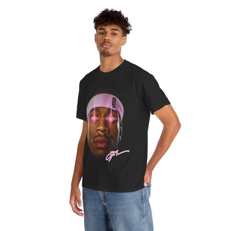 Retro Pink Laser Allen Iverson Inspired Vintage Graphic T-shirt Heavy Cotton Tee Basketball Sreetwear 90s Styled Ai Shirt Hiphop Vibes Y2K Aesthetic T