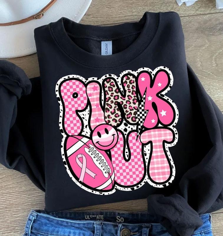Breast Cancer Football Pink Out Sweatshirt, Breast Cancer Shirt, Pink ribbon Tee, American Football, Pink out cancer Sweater, Full Sizes, Full Colors,
