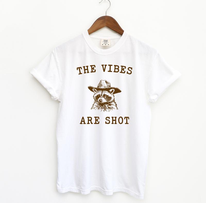 The Vibes are Shot Graphic Tee, Racoon Meme Comfort Colors Shirt