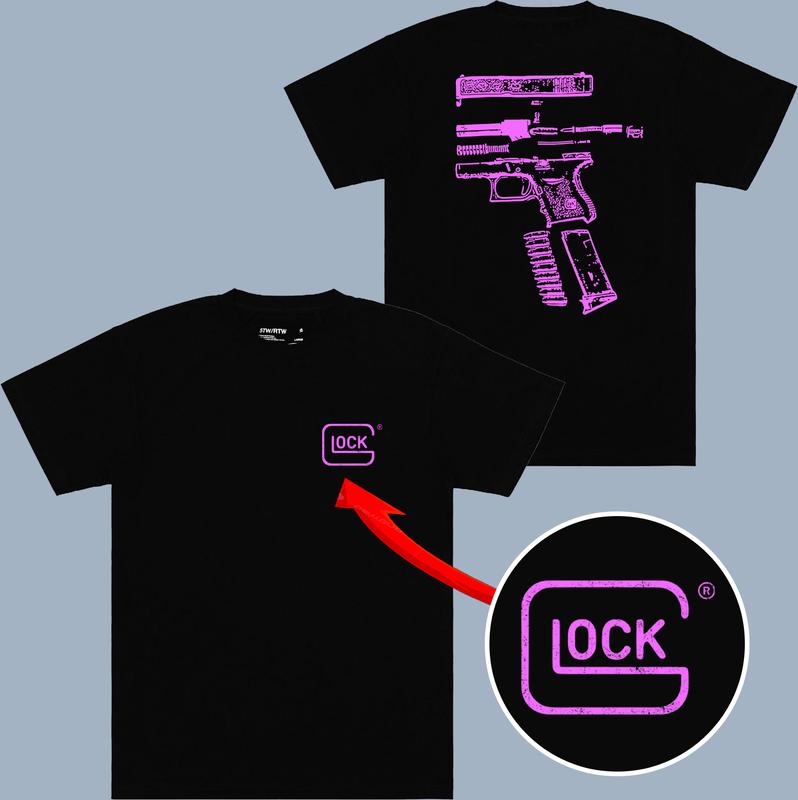 In Glock We Trust T-shirt - 2 Side Black Version - 6 Color Designs - Unisex Clothing Choices - From Small To Extra Large - Trendy Styles Available - C