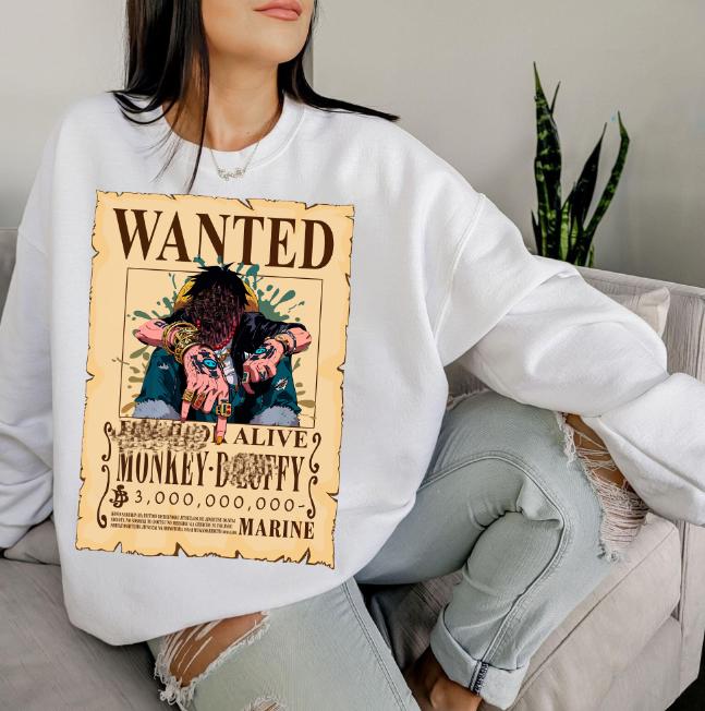 Luff Wanted Sweatshirt, 0nepiece Sweatshirt Hoodie Shirt, animee shirt