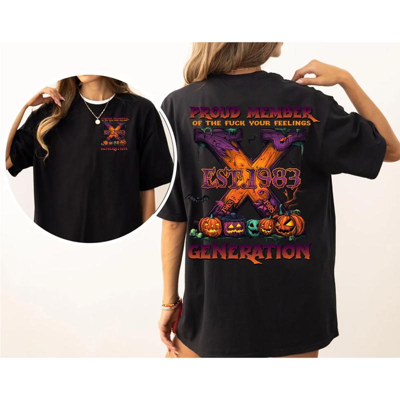 Custom Est.Year 1965-1980 Generation 2 Side Shirt, GenX T-shirt, Halloween Proud Member The Generation X Shirt, Halloween Shirt