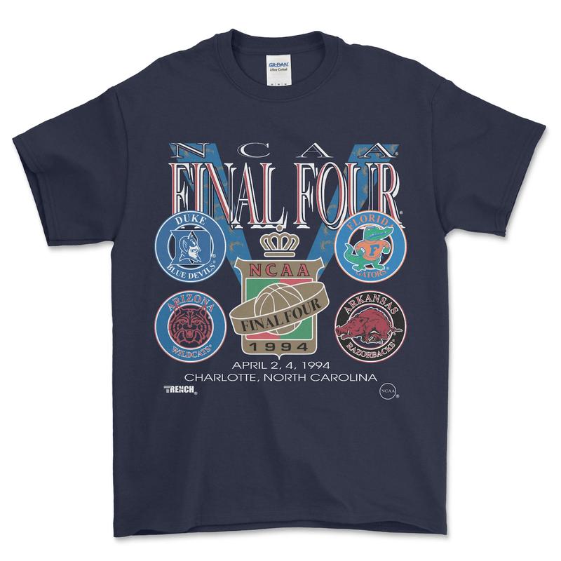 Vintage NCAA Final Four 1994 Duke Florida Gatos Arkansas Arizona T-shirt Top Menswear Fitted Medium Short Sleeve Street Style Tee Underwear Streetwear