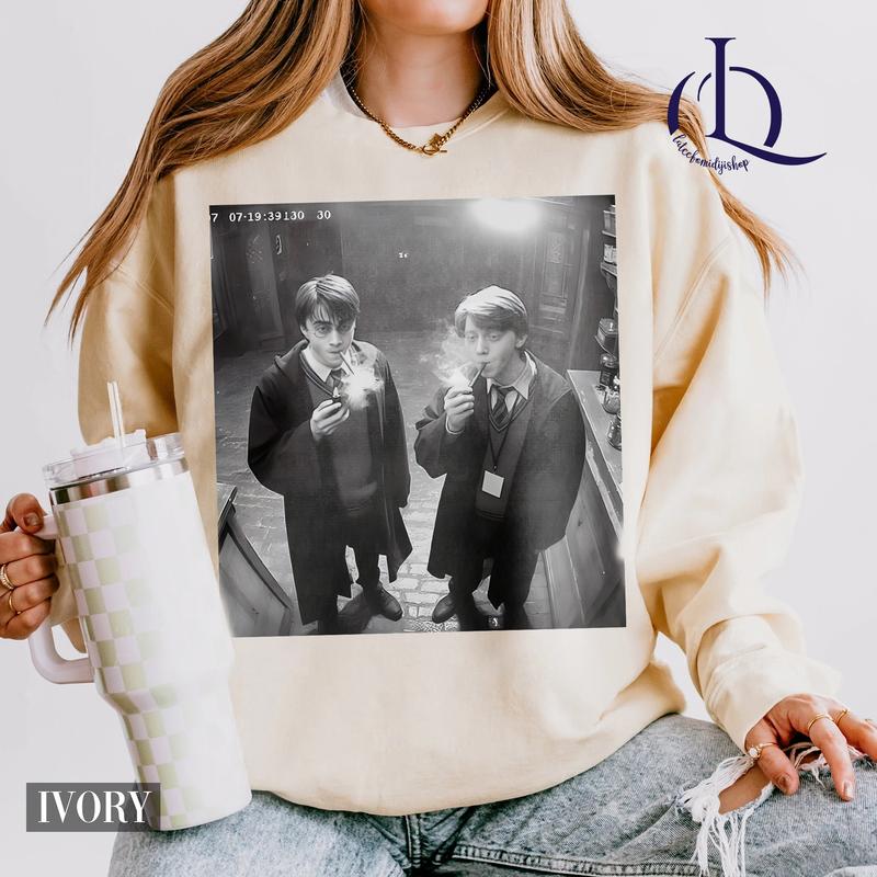 Harry and Ron Smoking Shirt, Funny Harry And Ron Shirt, Meme 90s Vintage Shirt, Potter Tshirt, Wizarding Fan, Birthday Gift Potter