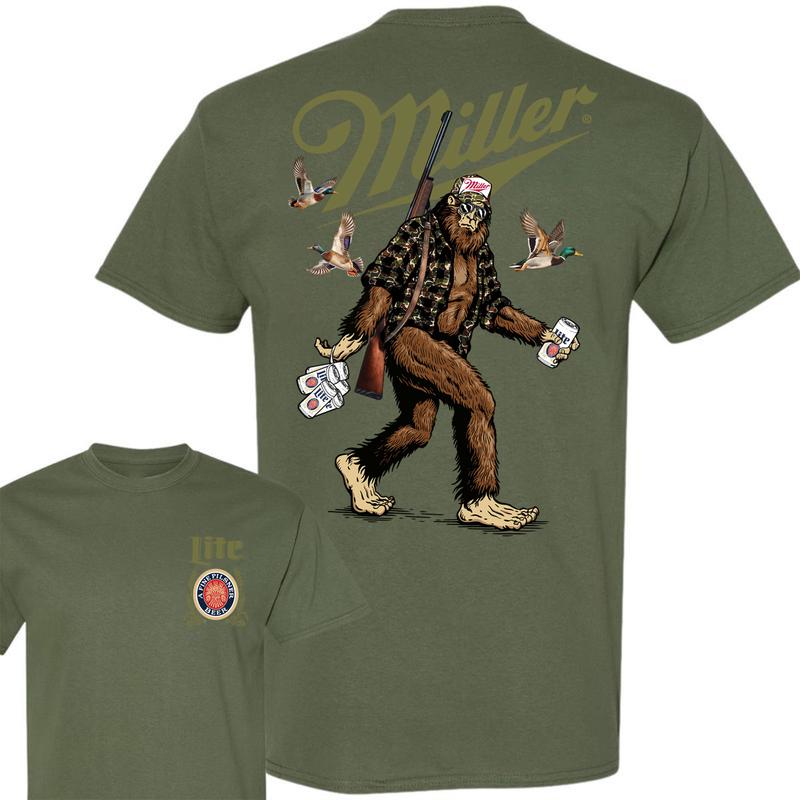 Big Foot Hunting Miller Lite 2-sided shirt, Hunting shirt, shirt Full Color Full Size for men and women