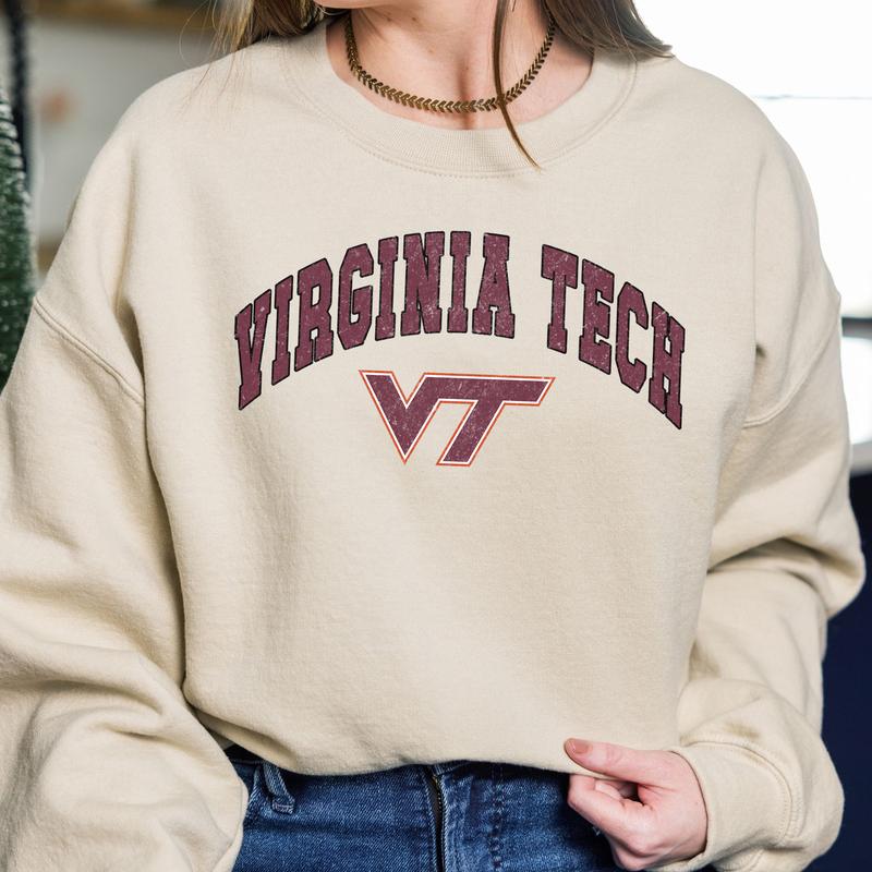 Virginia Tech Hokies Vintage Football NCAA Trendy Sweatshirt, Virginia Tech Unisex Football NCAA Shirt, Gift For Men, Gift For Girls, Crewneck, Cotton