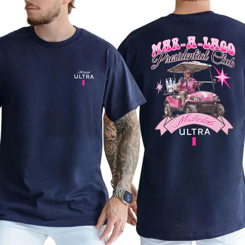 Funny Golf Club Michelob Ultra Beer Pink Printed Graphic Tshirt, Drink Shirt, Drinking T-shirt, Golf Tee, Gift For Men, Love, Athletic, Casual Menswea