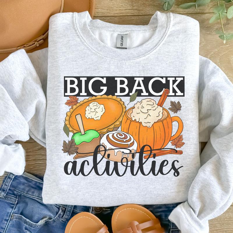 Big Back Activities Sweatshirt - Ash Grey - Sublimation Womenswear Casual Comfort - Thanksgiving