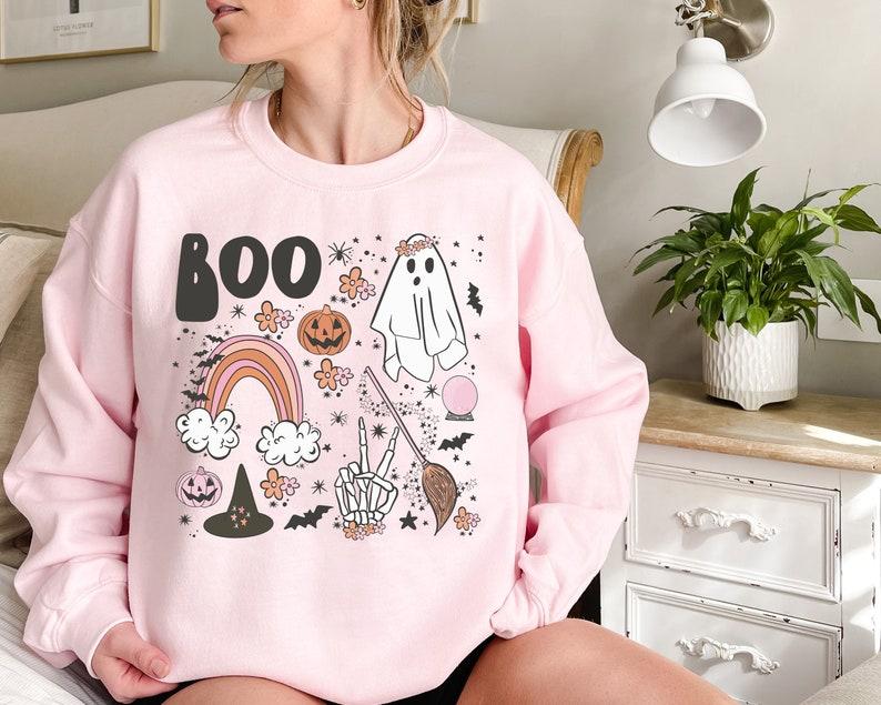 Vintage Halloween Sweatshirt, Halloween Sweater, Halloween Shirts for Women, Crewneck Collar Comfort Cotton Fabric