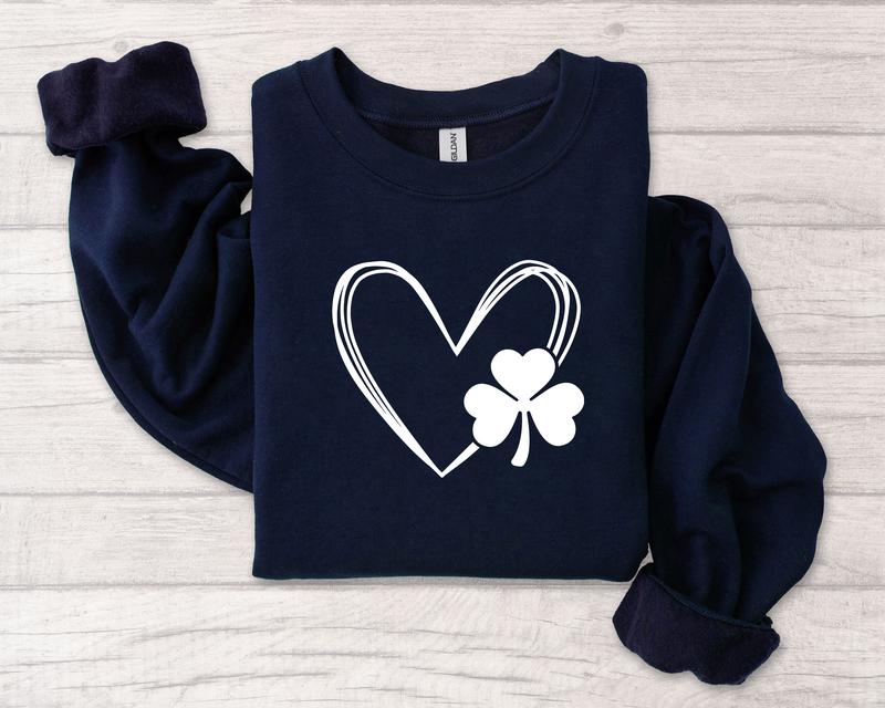 Shamrock Heart Sweatshirt,  St. Patrick's Day Sweater, Clovers Lucky Shamrock Sweater