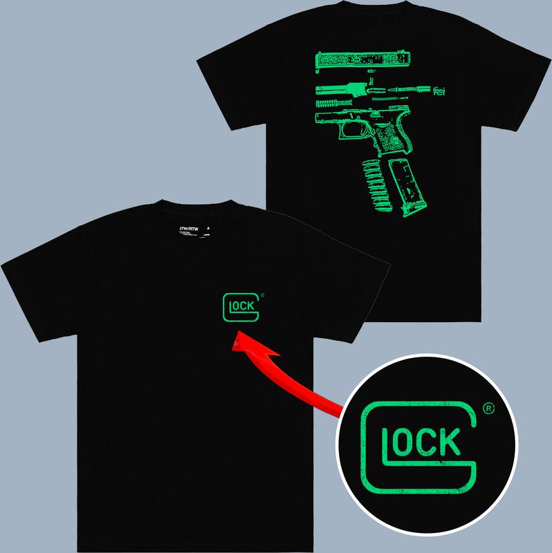 In Glock We Trust T-shirt - 2 Side Black Version - 6 Color Designs - Unisex Clothing Choices - From Small To Extra Large - Trendy Styles Available - C