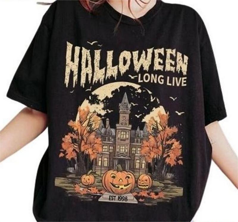 Vintage Halloween Shirt Long Live Halloween, Spooky Season Tee with Shirt Cotton Womenswear T-Shirt Fit Top