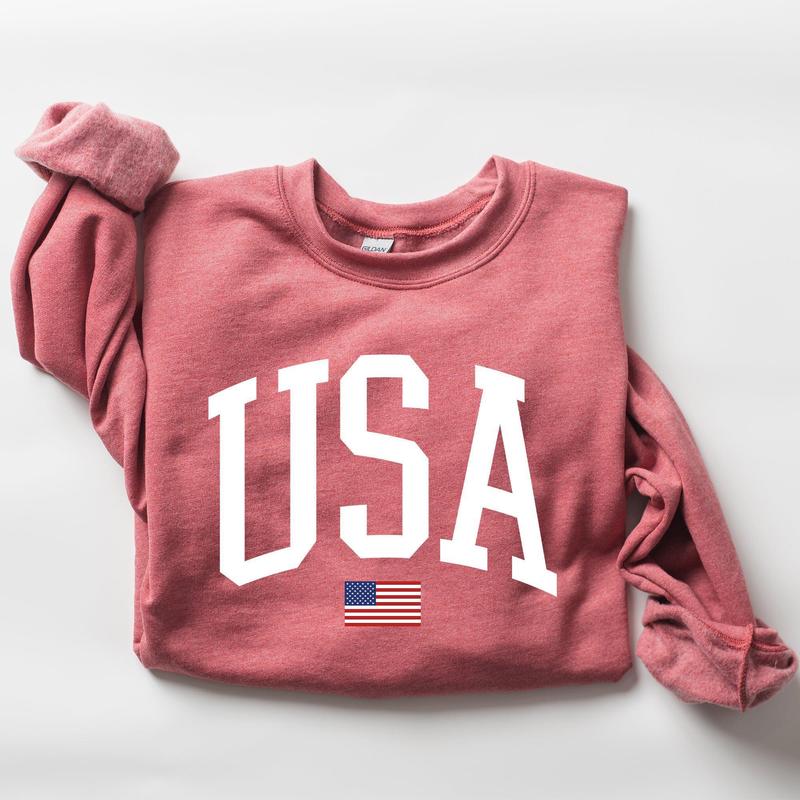 USA Flag, America, Patriotic, 4th of July Sweatshirt, Women's Crew Neck, Crewneck Casual Comfort Womenswear ComfortableÂ Graphic