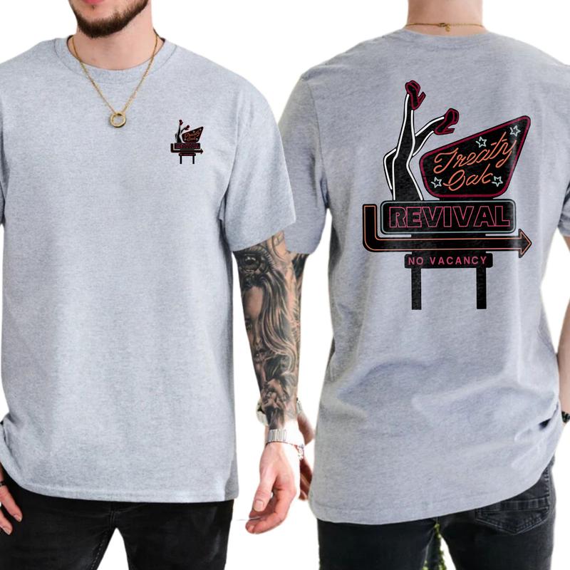 Treaty Oak Revival Shirt Retro Style Design with Neon Sign, Gift For Men, Casual Menswear, Classic Cotton Top, Soft Fabric Shortsleeve Shirt