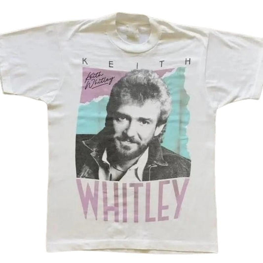 VINTAGE COUNTRY MUSIC KEITH WHITLEY T-SHIRT Crewneck Classic Cotton Fabric