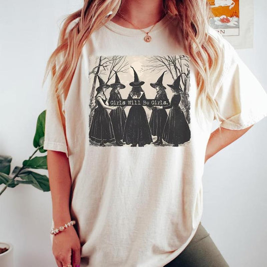 Girls Will Be Girls Witch Shirt, Witchy Girls Sweater, Halloween Feminist TShirt, Witch Shirt, Witch Sisters Tee
