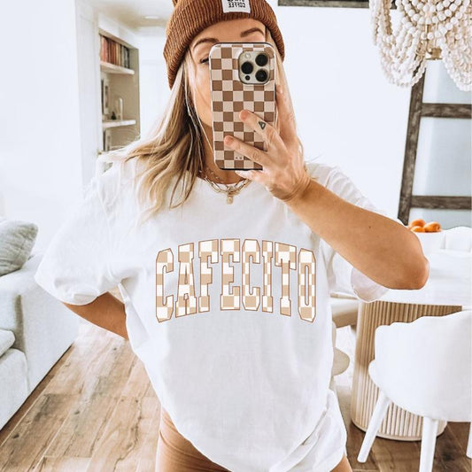 Cafecito Checkered Tshirt or Crewneck Sweater
