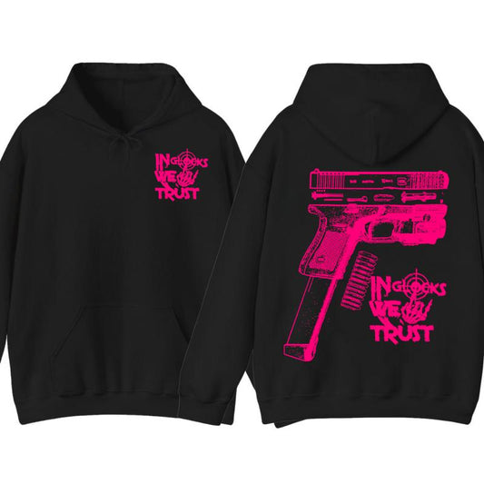 In Glock We Trust Skeleton 2 Side Hoodie & Sweater,Men's & Women's Tops,Glock Hoodie,Glock Pink Color ,For Her,For Him Classic Menswear