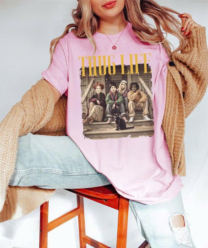 Thug Life Golden Girl Bad Witches Halloween Vintage Unisex T-Shirt, Sweatshirt, Hoodie Casual Collar halloween movie Comfort Cotton