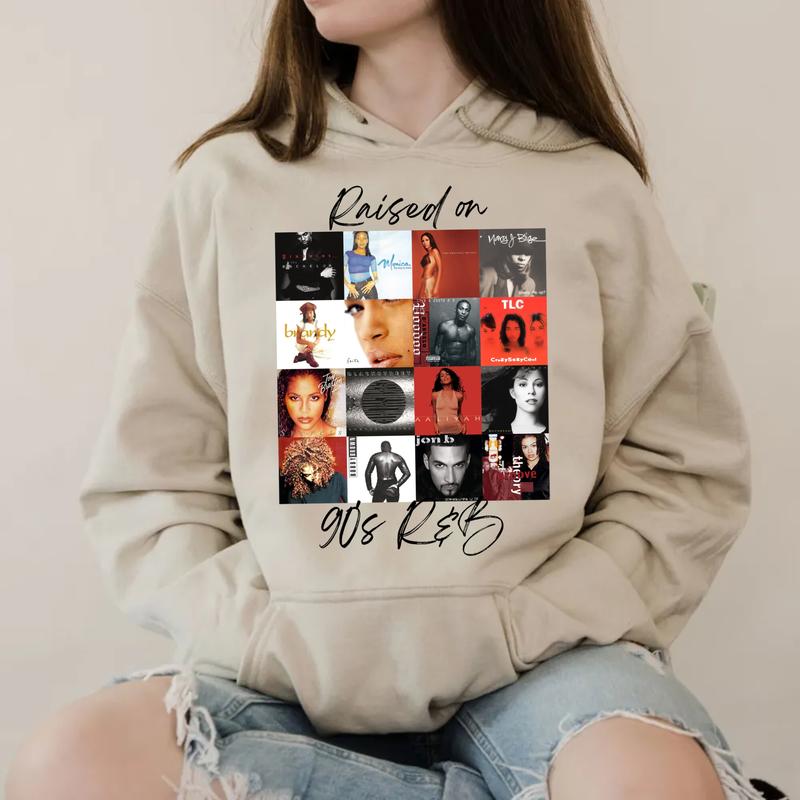 Classic 90's And 2000's R&B Album Cover Tshirt Sweatshirt Hoodie, Raised On 90's R&B Album Shirt, Gift For Fans, Unisex Sweater Pullover Tee