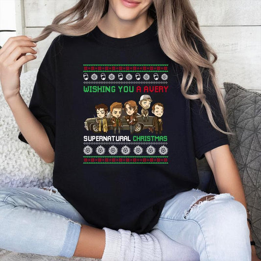Supernatural T-Shirt, Wishing You A Very Supernatural Christmas T Shirt, Gift For Woman and Man Unisex T-Shirt Sweatshirt Hoodie