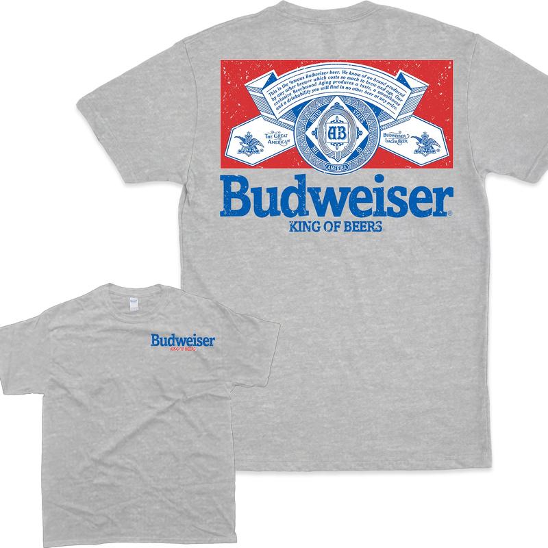 Budweiser Distressed Front and Back Print T-Shirt Casual Fashion Classic