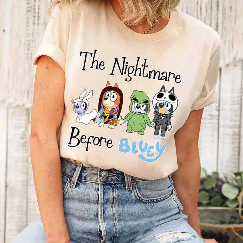 Bluey and Bingo Hallowwen Shirt, Funny Bluey Shirt, Bluey Halloween The Nightmare Before Bluey Shirt, Unisex Shirt