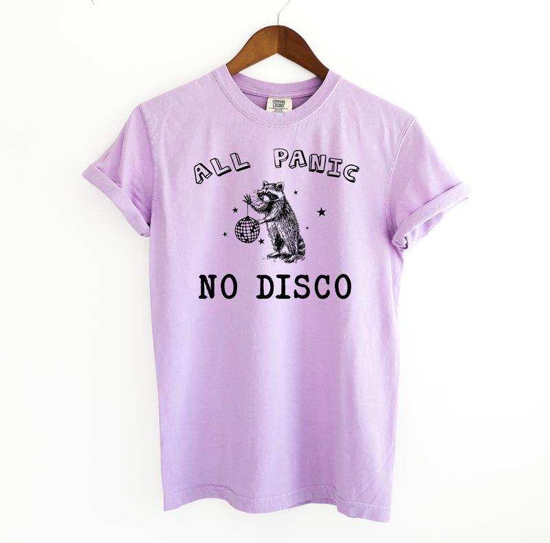 All Panic No Disco Graphic Tee, Raccoon Meme Comfort Colors Shirt