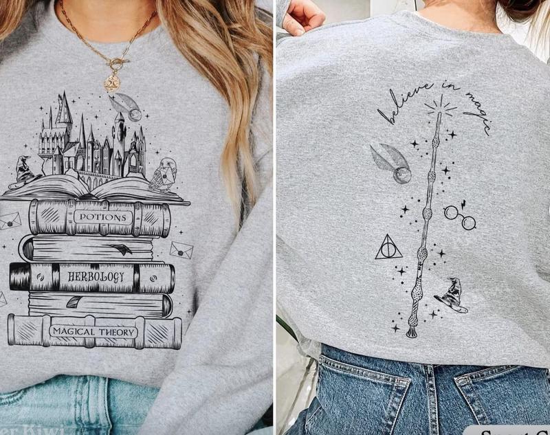 Hogwarts Castle Book Sweatshirt, Harry Potter Shirt, Harry Potter Wizard Houses Sweatshirt Casual