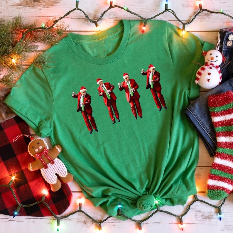 Trum Dance Christmas T-Shirt, Funny Trum T-Shirt, Christmas Republican T-Shirt, Christmas Santa Trum T-Shirt, Republican Gift, Trum 2024,  Full Colors