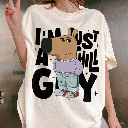 I'm Just A Chill Guy TShirt, Viral Dog Cartoon Shirt, Chill Guy Meme Gift Boyfriend Gift Shirt