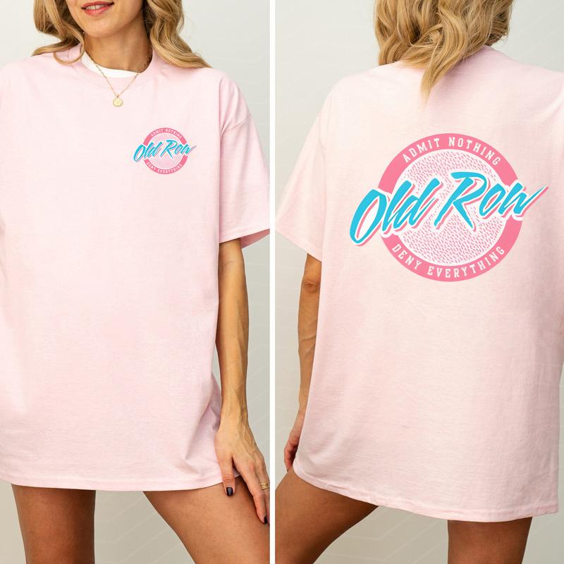 Vintage Old Row Rad Chicks Shirt 2-Sided, Pastel Old Row Circle Logo Printed Tee, Retro OldRow T-shirt,Drinking Women's Top, Comfort Casual Womenswear