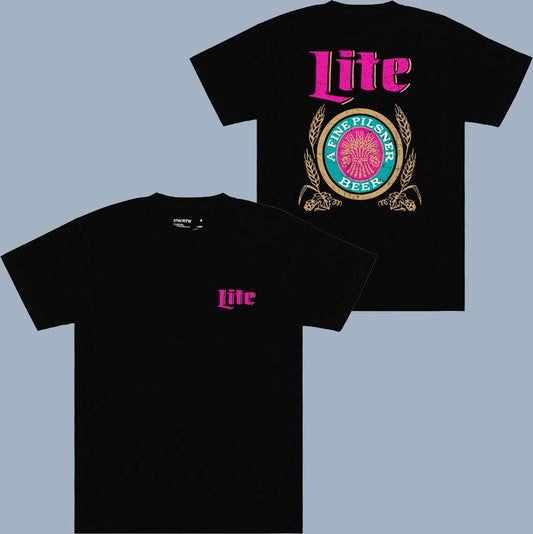 Miller Lite T-shirt - 2 Side - Size Inclusivity - Flexible Fashion Fits - Find Your Look - Color Choices For You - Work From Home Wear
